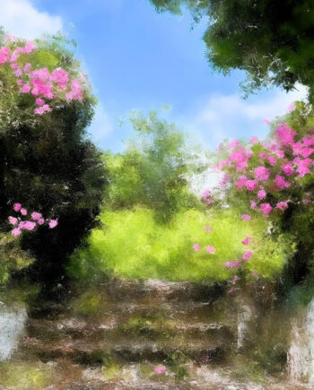 Sauvagnas, Escalier en fleurs
