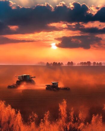 Sauvagnas, Moisson au crépuscule