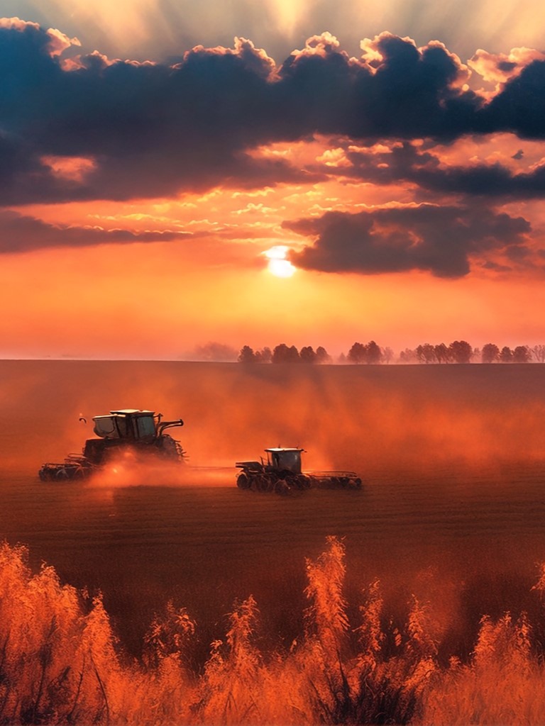 Sauvagnas, Moisson au crépuscule